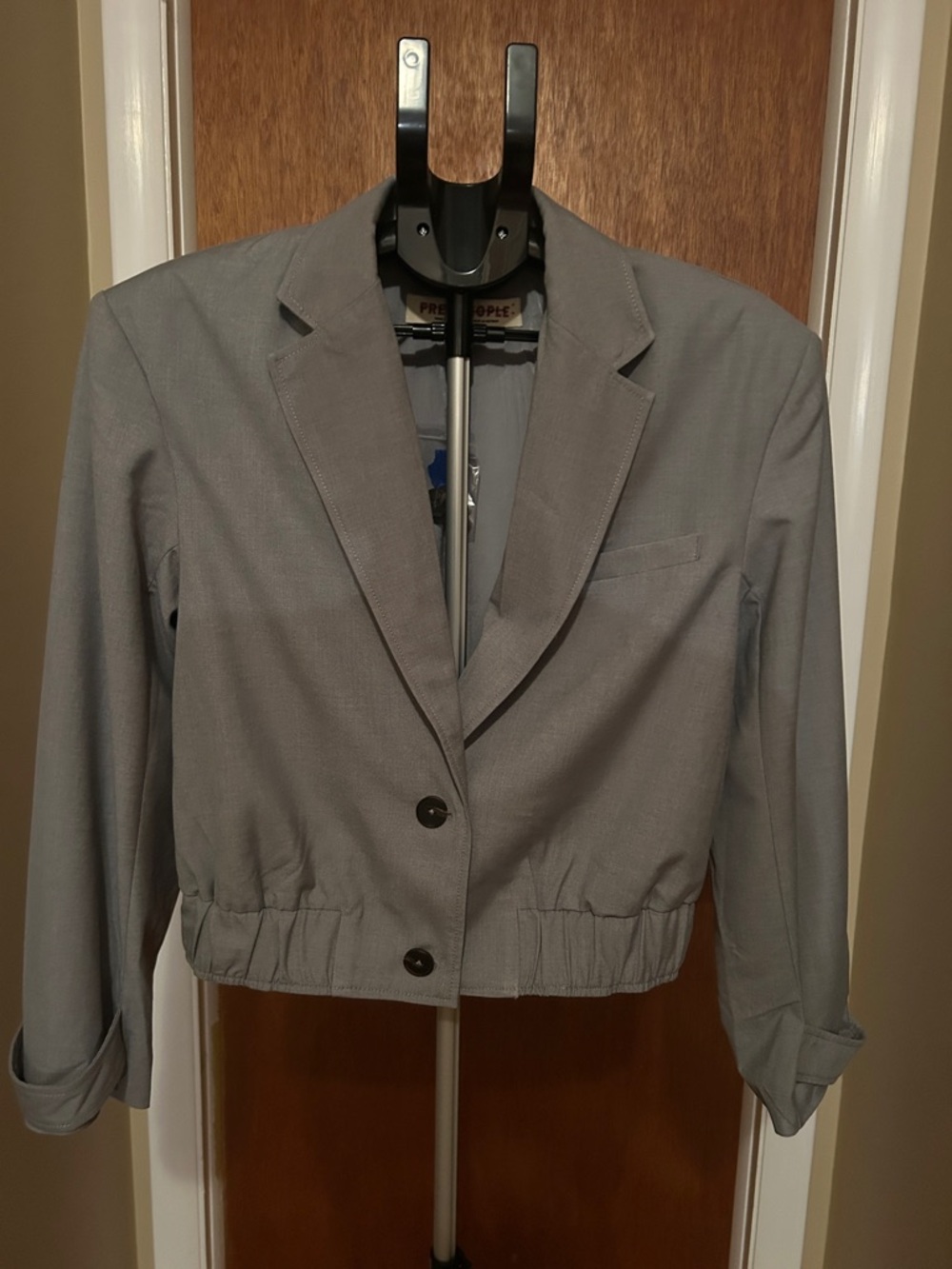 Free People Light Gray Cropped Blazer